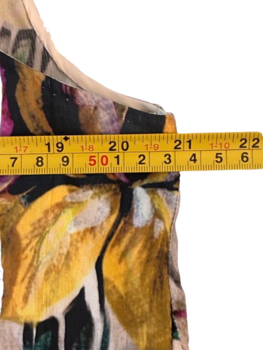 Dreis Van Noten Size 44 Floral Sleeveless Dress Beaded Shoulders Yellow Purple - Picture 15 of 15